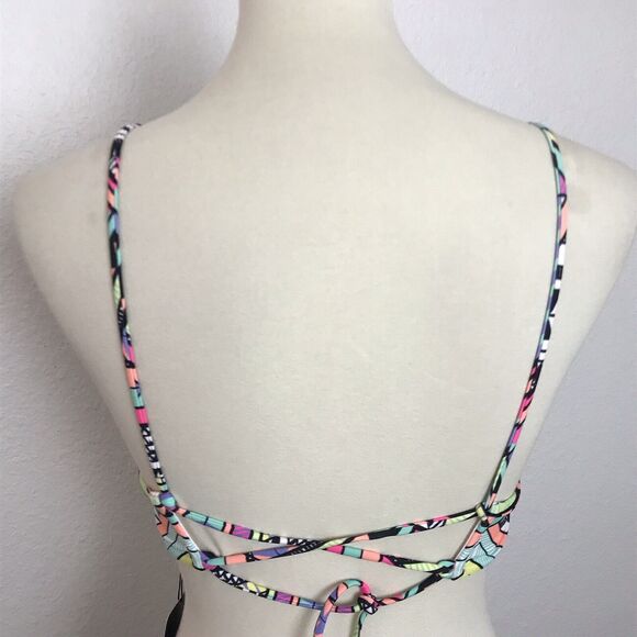 L.A. Hearts Bikini Top Lace Up Tribal Padded Swimwear - Picture 6 of 8